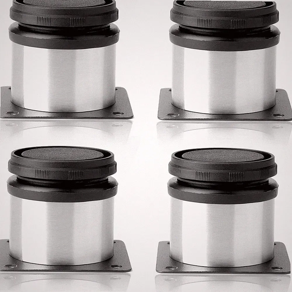 Edelstahl-Füße Verstellbar Rund Silber-Schwarz 50 x 50 mm Küchenmöbel