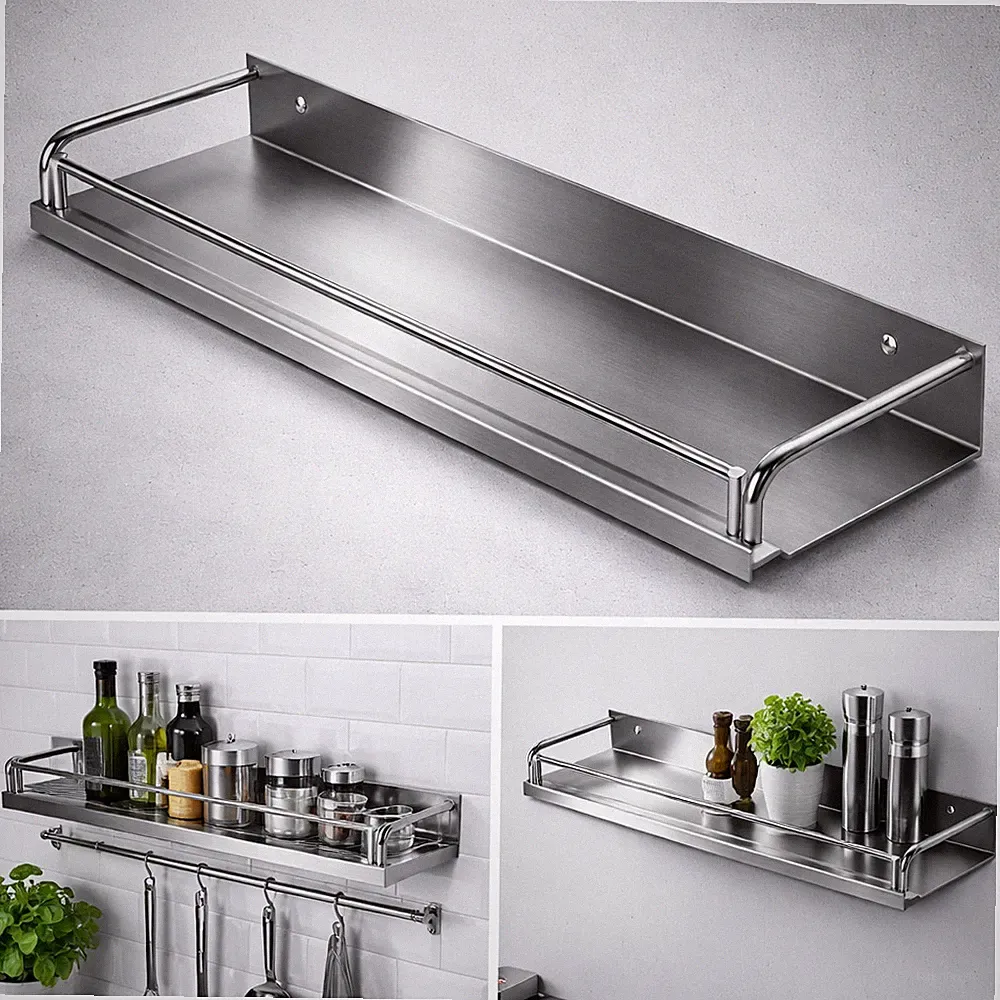 Edelstahl Küchenregal 30, 40 cm Gewürzregal Wandregal gebürstet Ablage modern