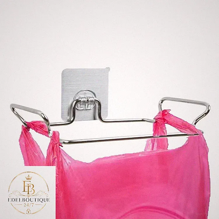 Edelstahl Mülleimer Halter für Schränke, Tragbarer Müllsackständer Rosa 22x15 cm