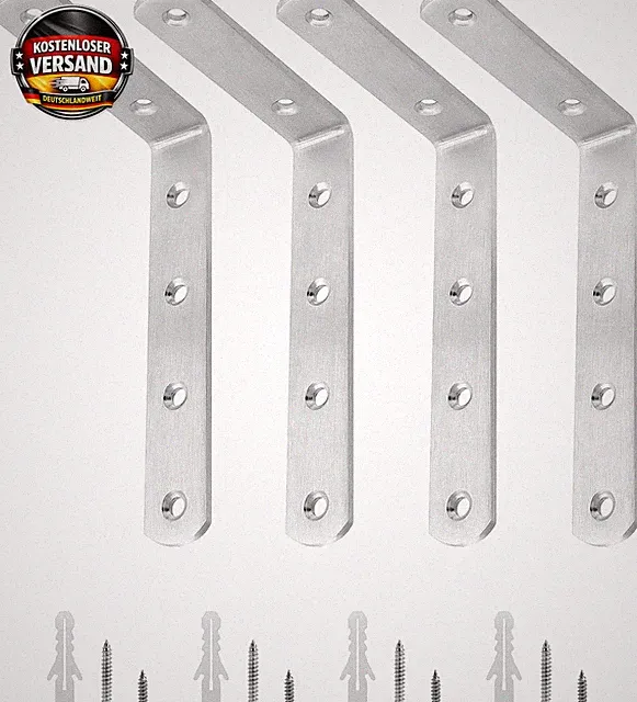 Edelstahl Regalwinkel 150x100mm 4er Set für Möbel & Heimwerker