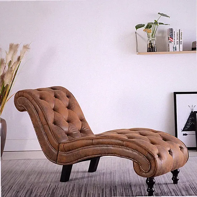 Edle Chesterfield Récamiere Antik Braun Chaiselongue Sofa Couch Relax Liege