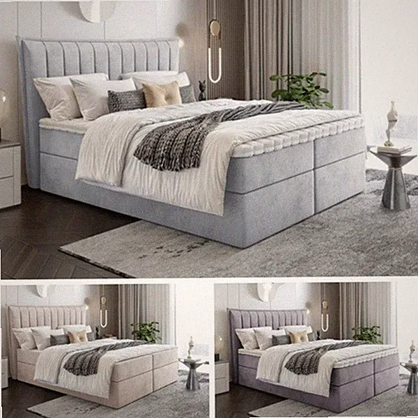 Ehebett Bett Doppelbett Boxspringbett LUNA mit Bonell-Matratze , 2 Bettkästen