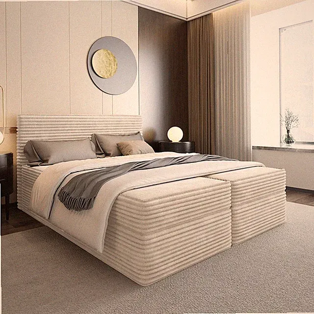 Ehebett Bett Doppelbett Boxspringbett SENO mit Bonell-Matratze , 2 Bettkästen