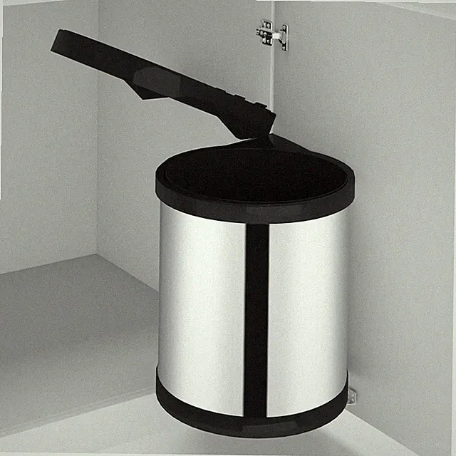 Einbau Staubbehälter 12L Edelstahl schwarz/silber 27x31cm Bodenmontage mit Deckel