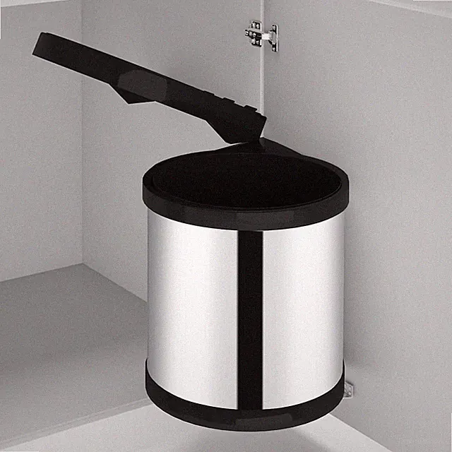 Einbau Staubbehälter 8L Schwarz/Silber Edelstahl Herausnehmbarer Eimer 27x29cm Boden