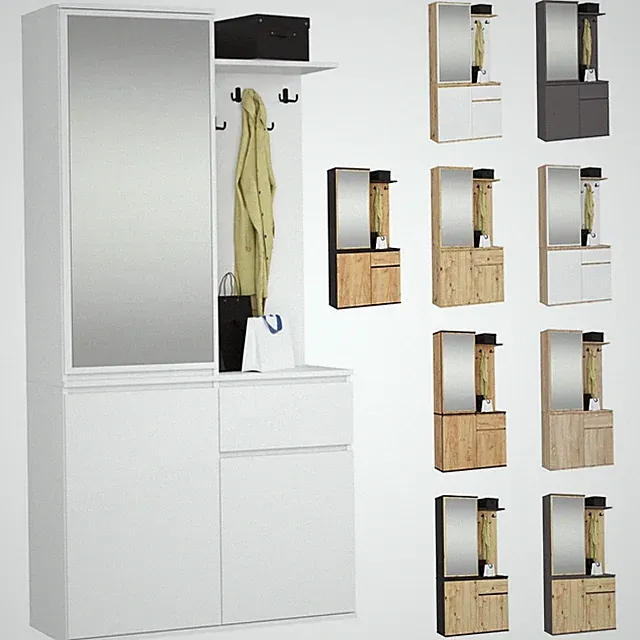 Eingangsmöbel-Set ENTRO mit 3 Türen 1 Schublade 7 Einlegeböden 95x35x183 cm