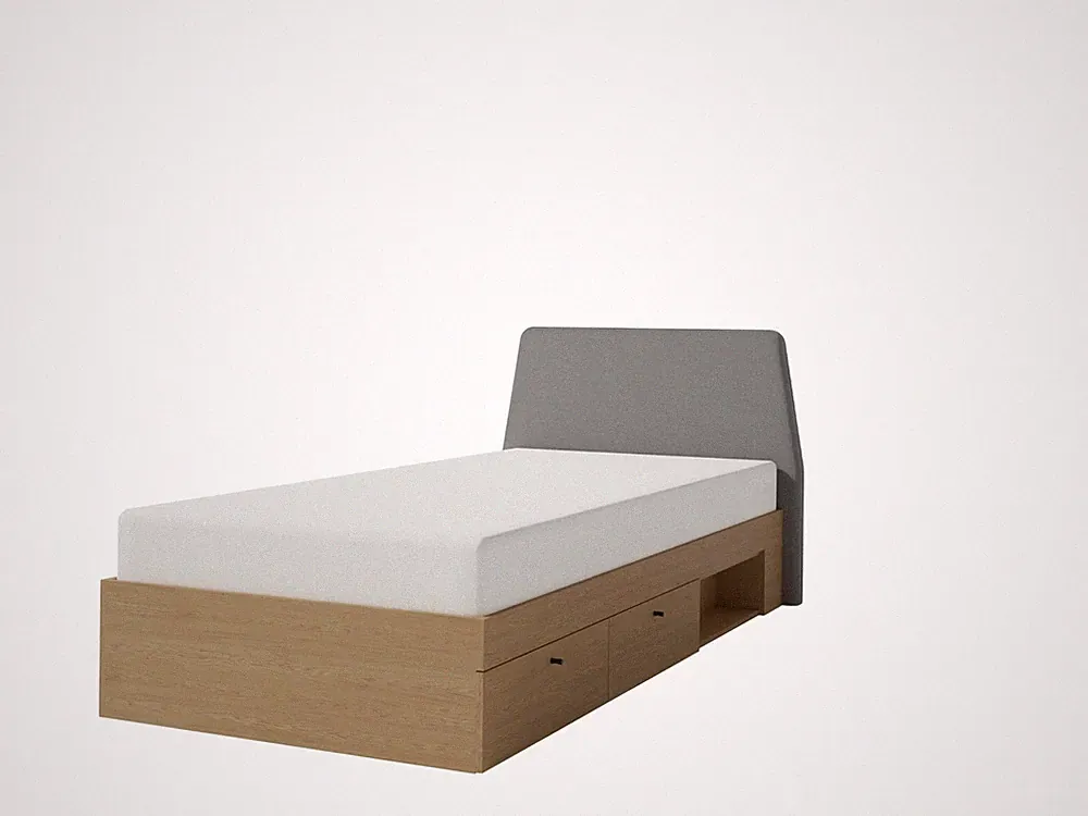 Einzelbett Alessio 12E 90x200cm Bett mit Schubkasten und Fach Modern Jugendbett