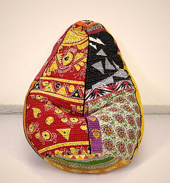 Einzigartiger handgefertigter Vintage-Sitzsack Baumwolle Blumenmuster Kantha...