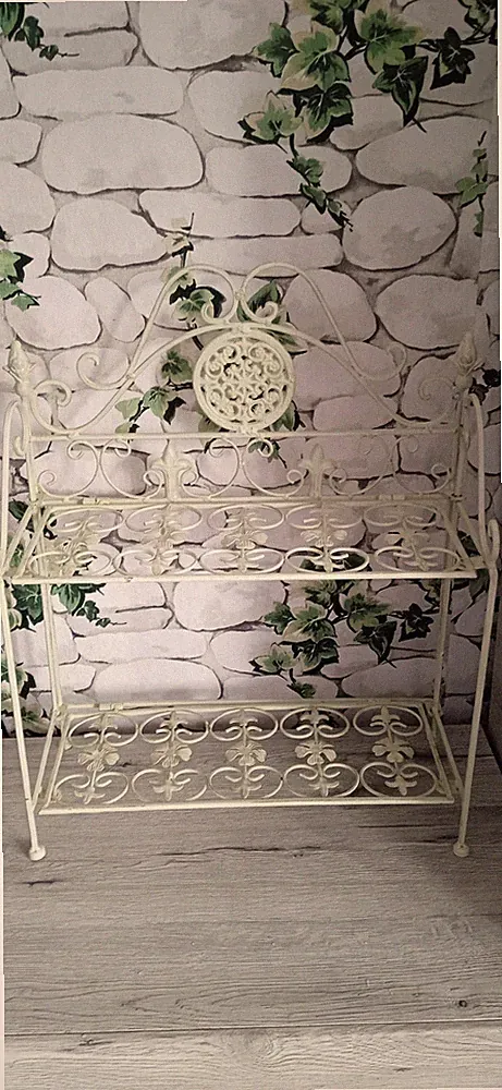 Eisenregal Shabby Chic Creme Weiß Hänge- oder Standregal 2 Ablage