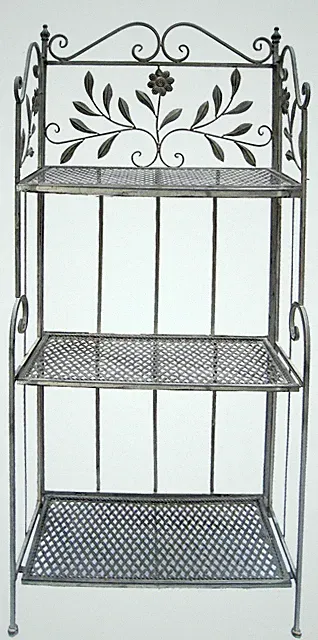 Eisenregal Standregal Deko Metallregal Gartenregal 3 Etagen Antik grau braun