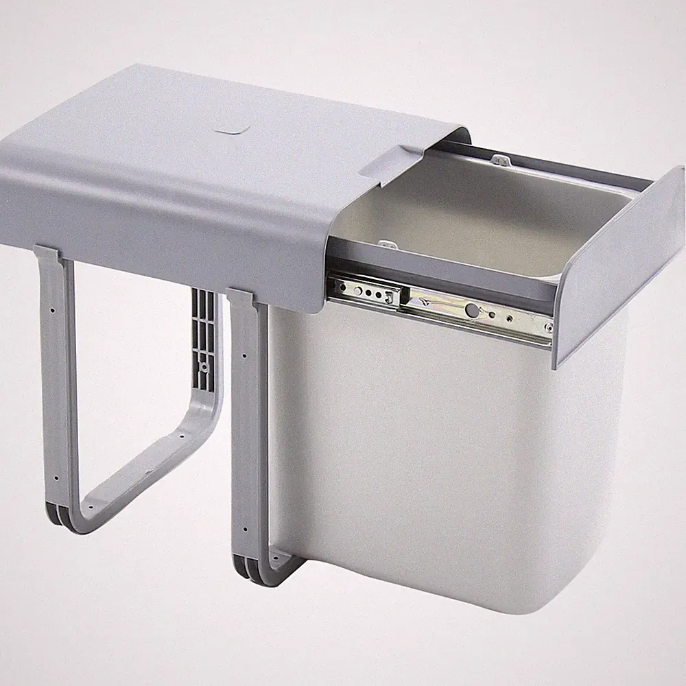 Ekotech Einbaumülleimer Aladin Abfalleimer 16 Liter mit Deckel, Kunststoff grau