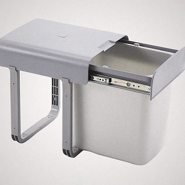 Ekotech Einbaumülleimer Aladin Abfalleimer 16 Liter mit Deckel, Kunststoff grau
