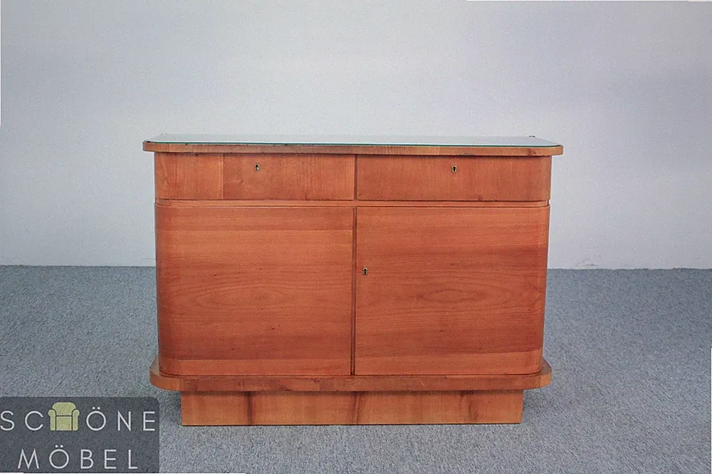Elegante Art Deco 30er 40er Jahre Anrichte mit Glasplatte – Klassiker Sideboard