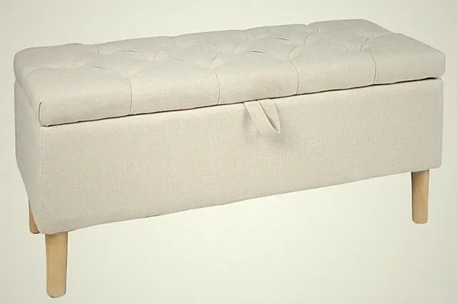 Elegante Truhenbank MODAN beige ca.100cm Stauraum Sitzbank