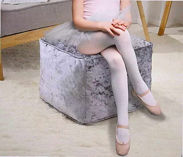 Eleganter 40cm Crushed Velvet Pouffe Würfel Sitzsack Fußhocker für stilvolle Wohndeko
