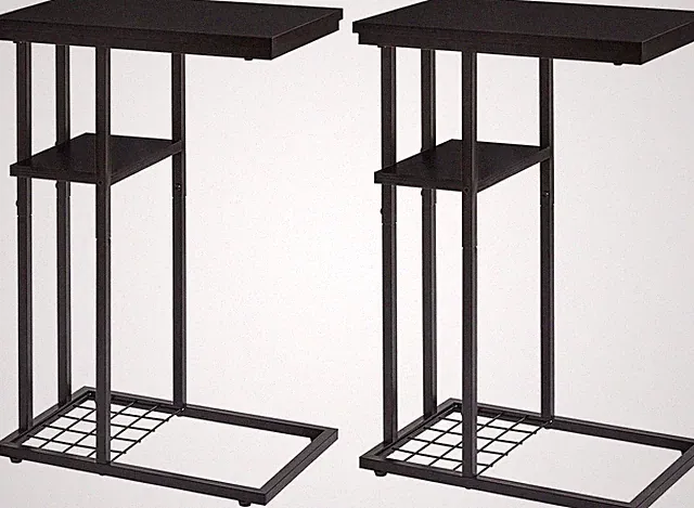 Eleganter C-förmiger Beistelltisch im Industrie-Design, 2er-Set
