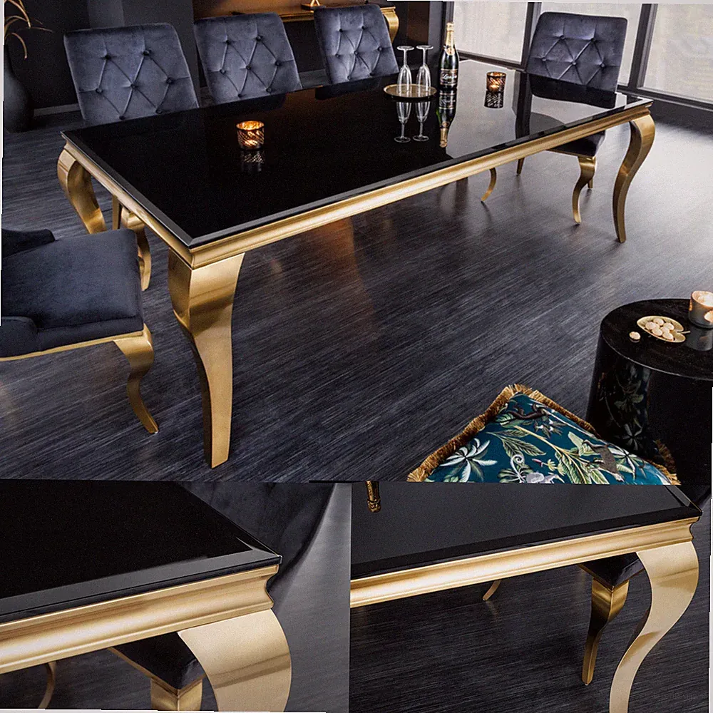 Eleganter Design Esstisch MODERN BAROCK AUSWAHL schwarz gold Esszimmertisch