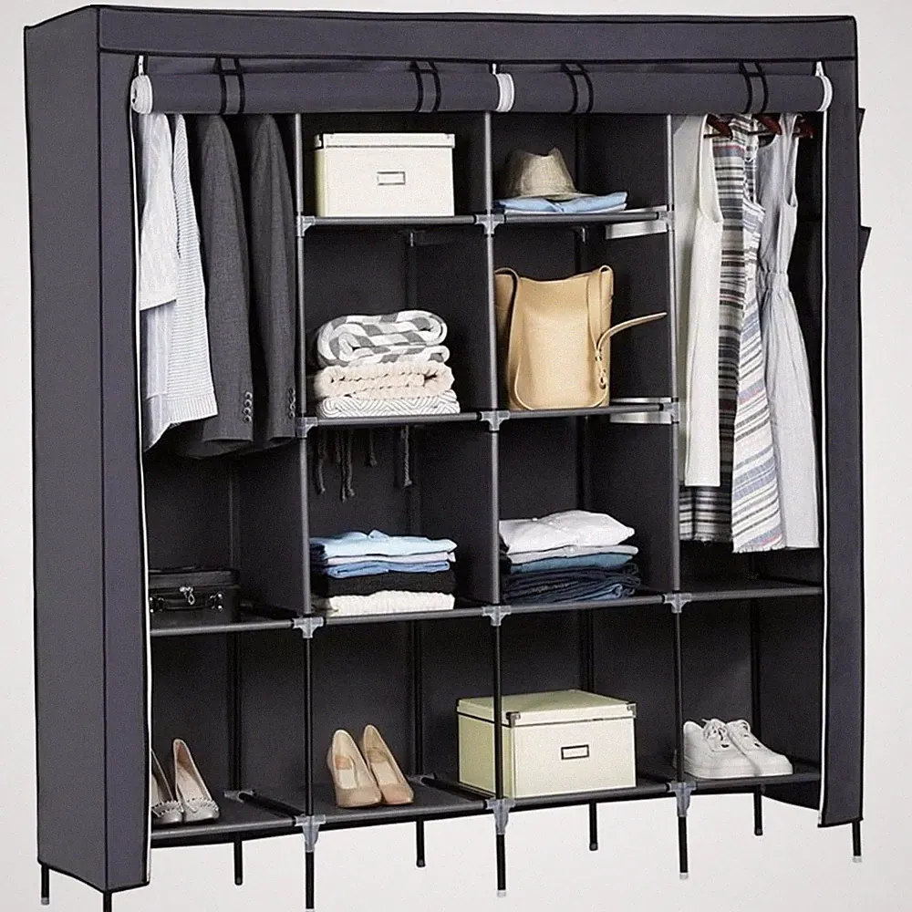Eleganter Faltbarer Kleiderschrank aus Vliesstoff mit Reißverschluss, 170 x 4...