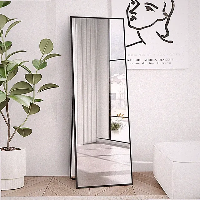 Eleganter Ganzkörperspiegel 150x40cm in Schwarz - Großer Stand- und Wandspiegel