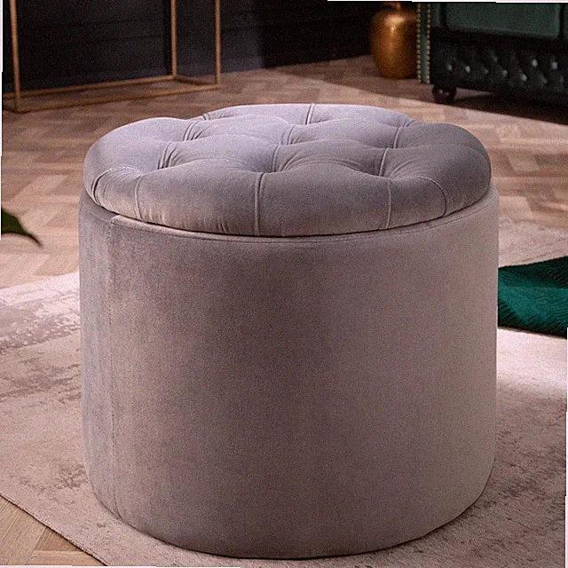 Eleganter Hocker MODERN BAROCK 50cm FARBWAHL Samt Aufbewahrungkorb Sitzhocker