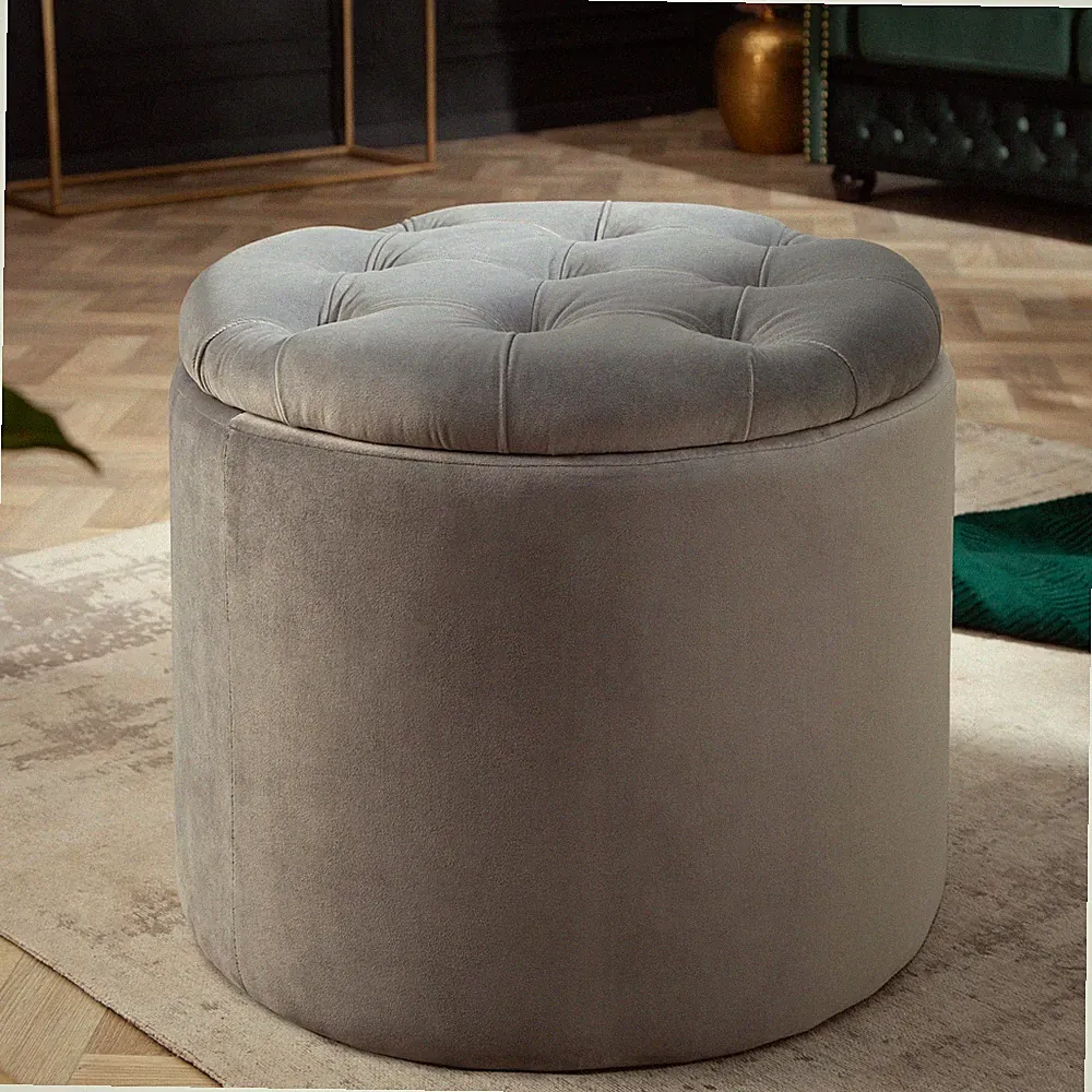 Eleganter Hocker MODERN BAROCK 50cm FARBWAHL Samt Aufbewahrungkorb Sitzhocker