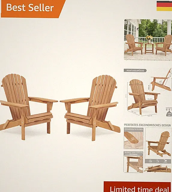 Eleganter Klappstuhl aus Zedernholz im 2er Set - Ideal für Balkon und Strand