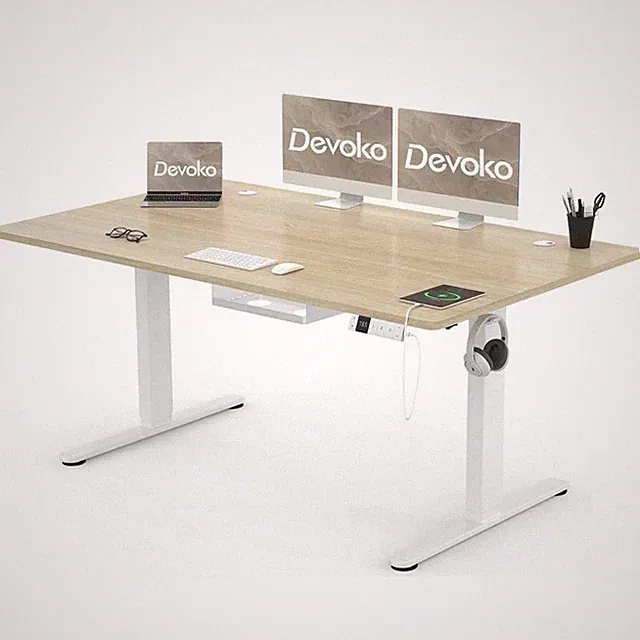 Bürotisch Schreibtisch Elektrisch Höhenverstellbarer 160x80cm Memory Alarm USB-C