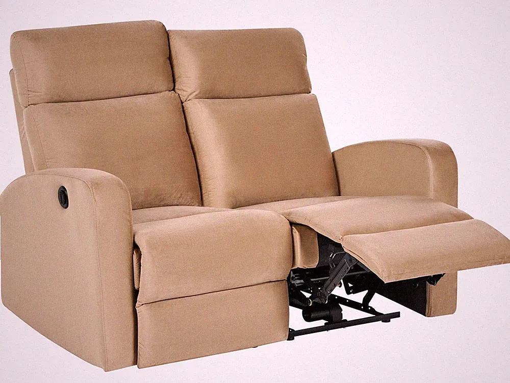 Elektrisch verstellbares 2-Sitzer Sofa Samt hellbraun mit Relaxfunktion Verdal