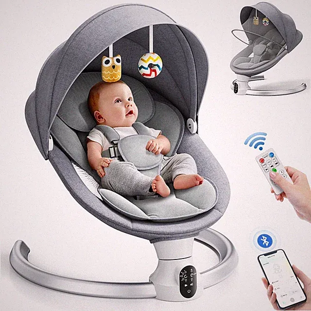 Elektrische Babywippe Babyschaukel Bluetooth Musik Wohnzimmer 5 Vibration Timer