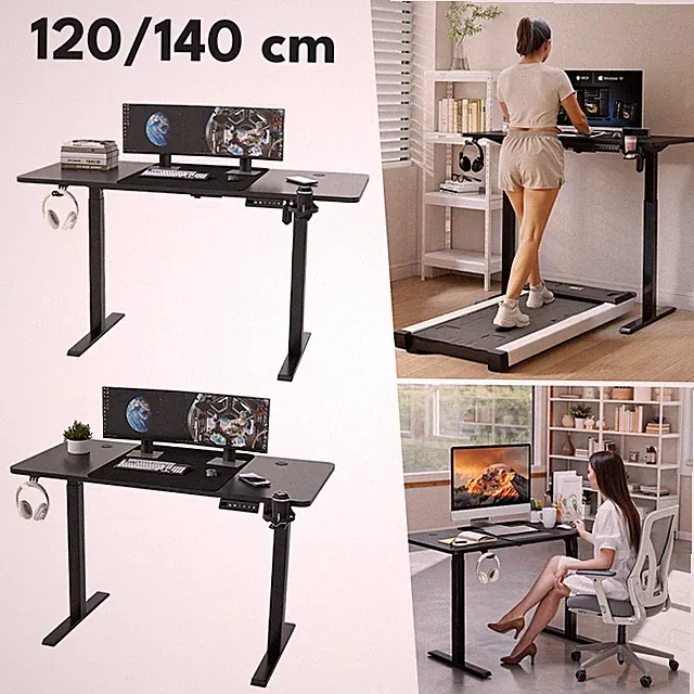 Elektrischer Schreibtisch Höhenverstellbar 120/140x60cm mit Tischplatte Büro
