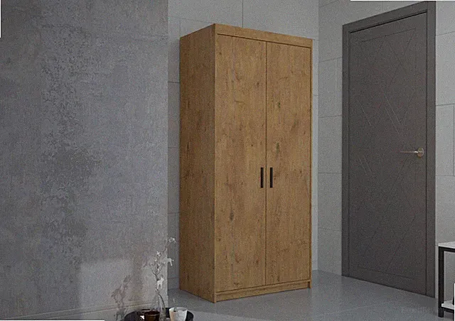 Elena 2-türig Kleiderschrank Drehtürenschrank Wäscheschrank Schrank Eiche Lefkas