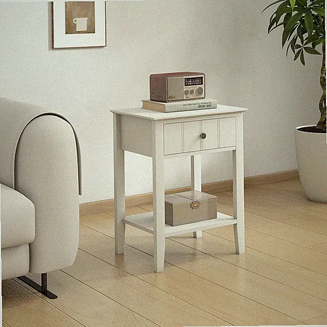 Elfenbein Nachttisch mit einer Schublade und Regal - Padstowe Elfenbein Serie