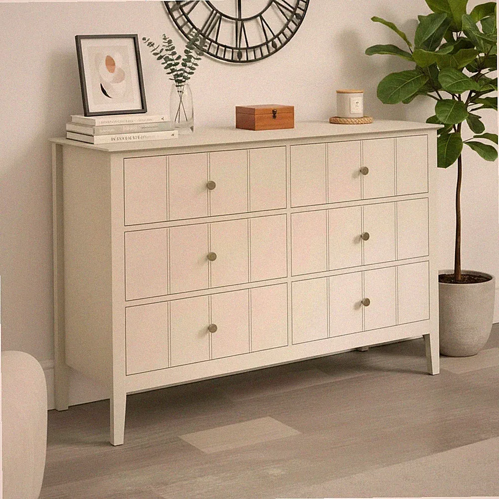 Elfenbeinfarbene Kommode mit 6 Schubladen - Padstowe Ivory Range