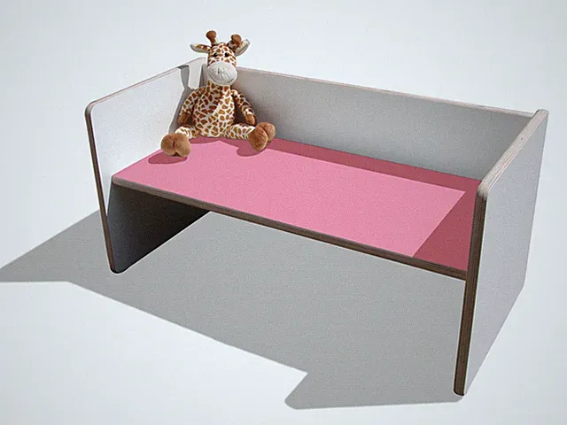 Eli-Kids Kinder Wendetisch/Bank - Mini - Weiß mit bunter Sitzfläche