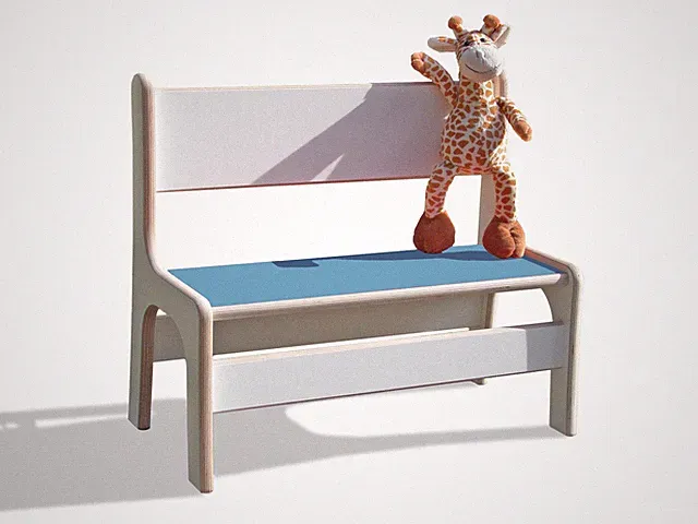 Eli-Kids Kinderbank - Weiß mit bunter Sitzfläche