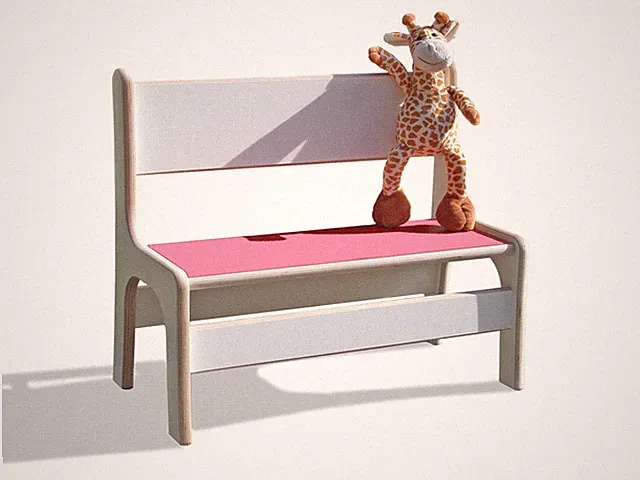 Eli-Kids Kinderbank - Weiß mit bunter Sitzfläche