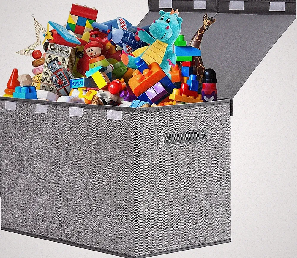 ELUCHANG Aufbewahrungsbox für Kinderzimmer mit Deckel, 81L faltbare