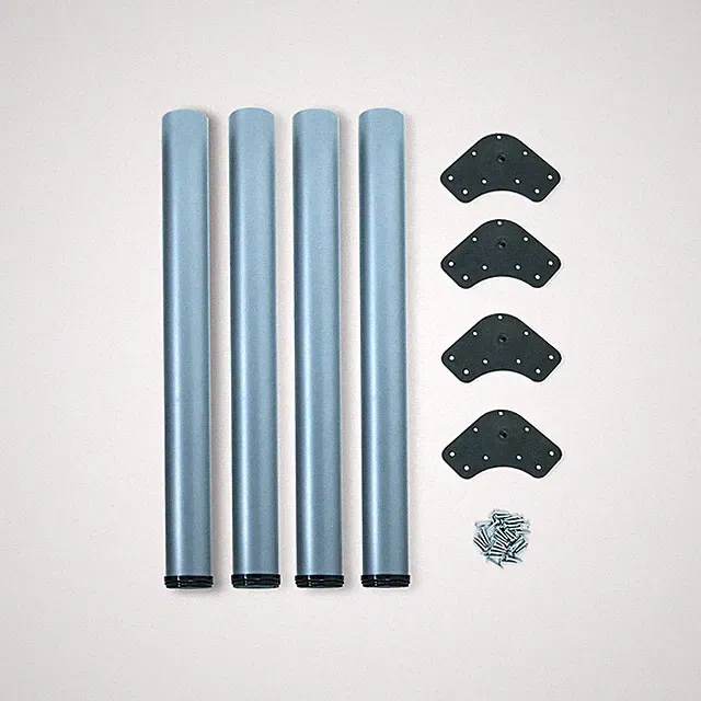 Emuca Tischbein-Set 60 mm höhenverstellbar 710-730 mm Aluminium Stahl grau 4st.