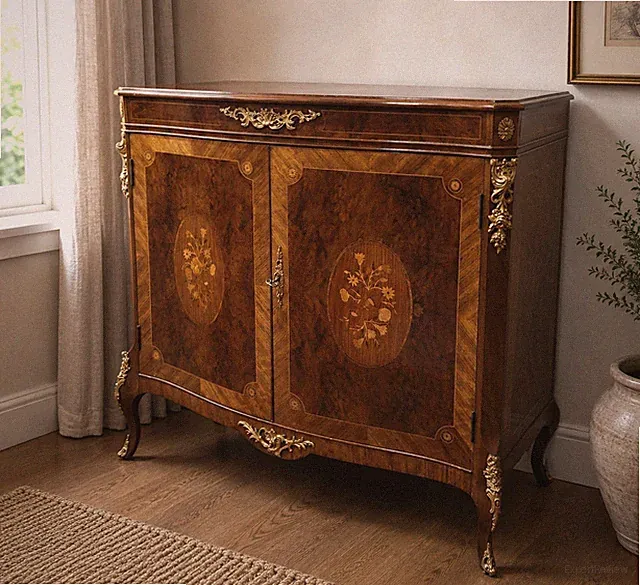 Epoche Cabinets Ltd Französischer Stil Intarsien Beistellschrank Schrank Ormolu + Schlüssel