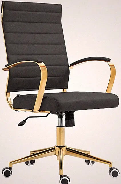 Ergonomischer Bürostuhl Havanna Kunstleder Höhenverstellbar Gold Gestell Stuhl