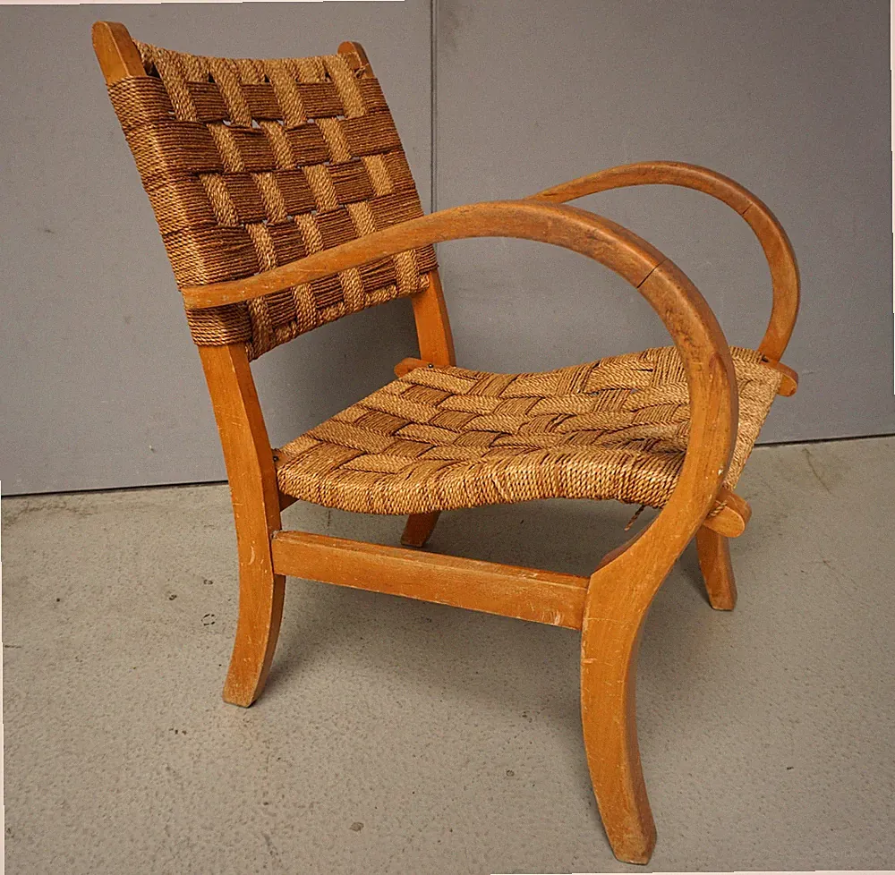 Erich Dieckmann Bauhaus Design Stuhl Sessel Chair Armlehnstuhl Holz (F026-1035)