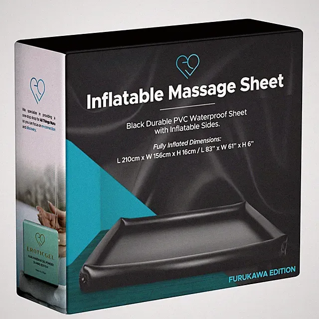 EROTICGEL NURU Massagebett FURUKAWA, aufblasbar & wasserdicht, black, Bettlaken