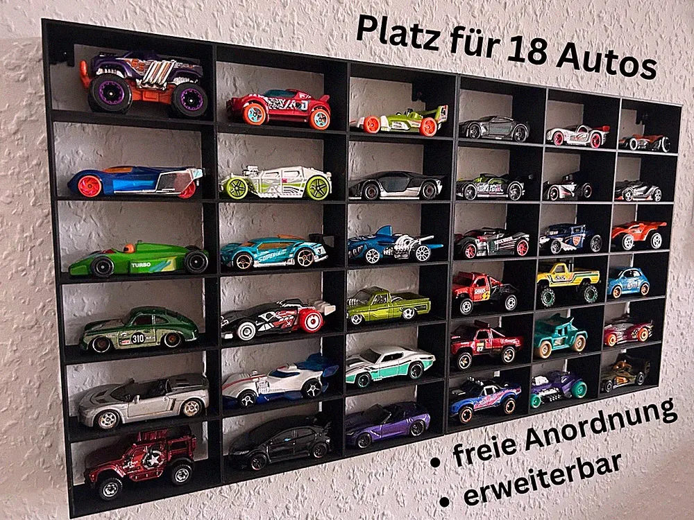Erweiterbares Wandregal Vitrine für Modellautos von Hot Wheels, Matchbox, Siku