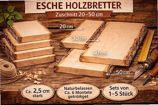 Esche Holzbrett unbesäumt (mit Rinde) 2,5cm 14-18cm DIY Möbel, Regale, Wanddeko