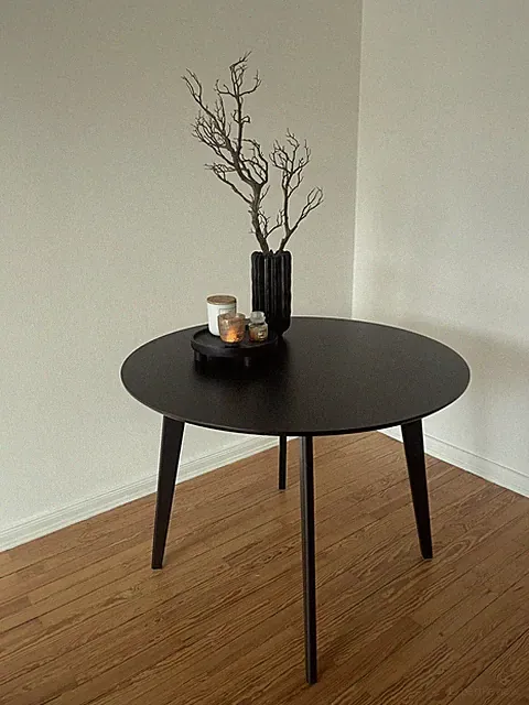 ESSTISCH 105/105/76 cm Eiche, Kautschukholz furniert, schwarz, rund