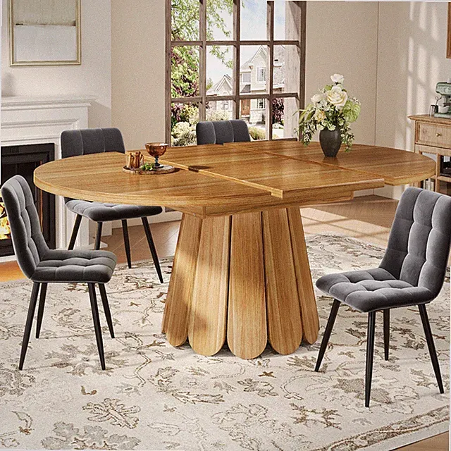 Esstisch 118-158cm ausziehbar Esszimmertisch Säulentisch Küchentisch Runder oval