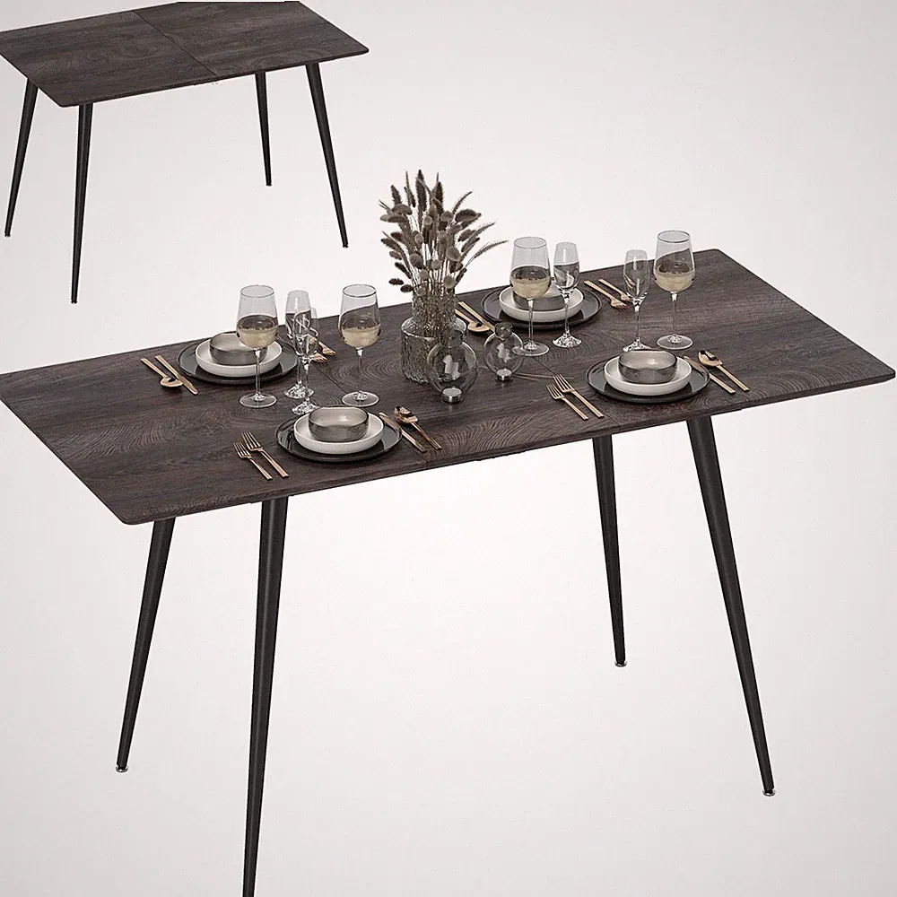 Esstisch 120/160 x 75 cm ausziehbar Küchentisch mit Stahlbeine für 6-8 Personen
