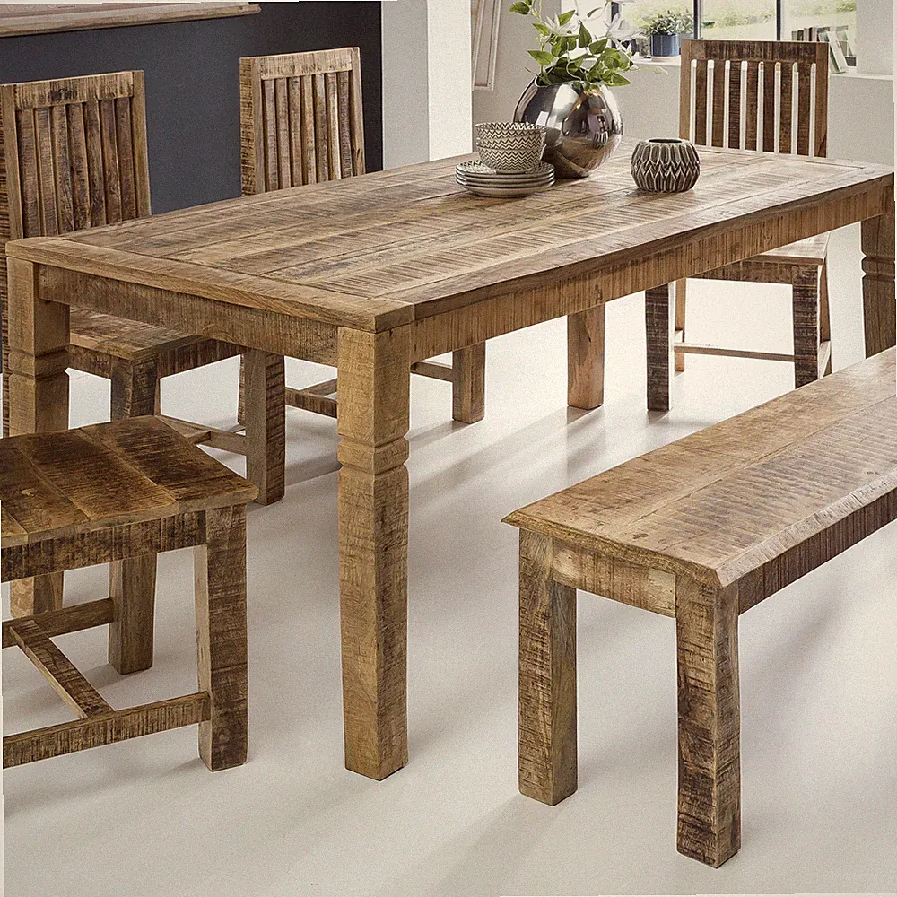 Esstisch 120cm Massivholz Natur Esszimmertisch Rustikaler Holztisch Küchentisch