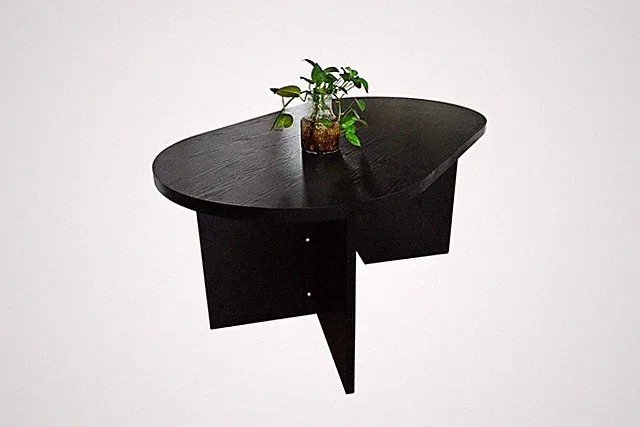 Esstisch 160 x 90 cm Holz Schwarze-Optik gerade Kante oval V-Gestell OVI