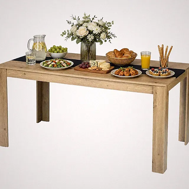 Esstisch 160x80x75 cm, Modern, Eichen-Optik, Holz, Esszimmer, Wohnzimmer, Küche